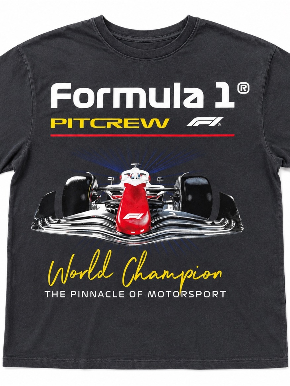 Hybrid Apparel Formula 1 Pitcrew Graphic Tee - Black, Red, Yellow
